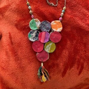 Multi Colored Fabric Novelty Necklace